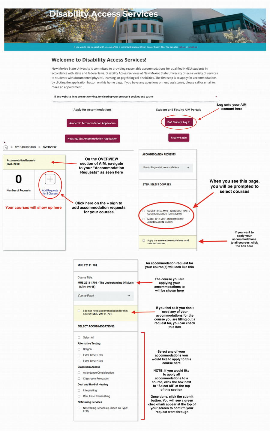 How to submit accommodation requests to professors tutorial